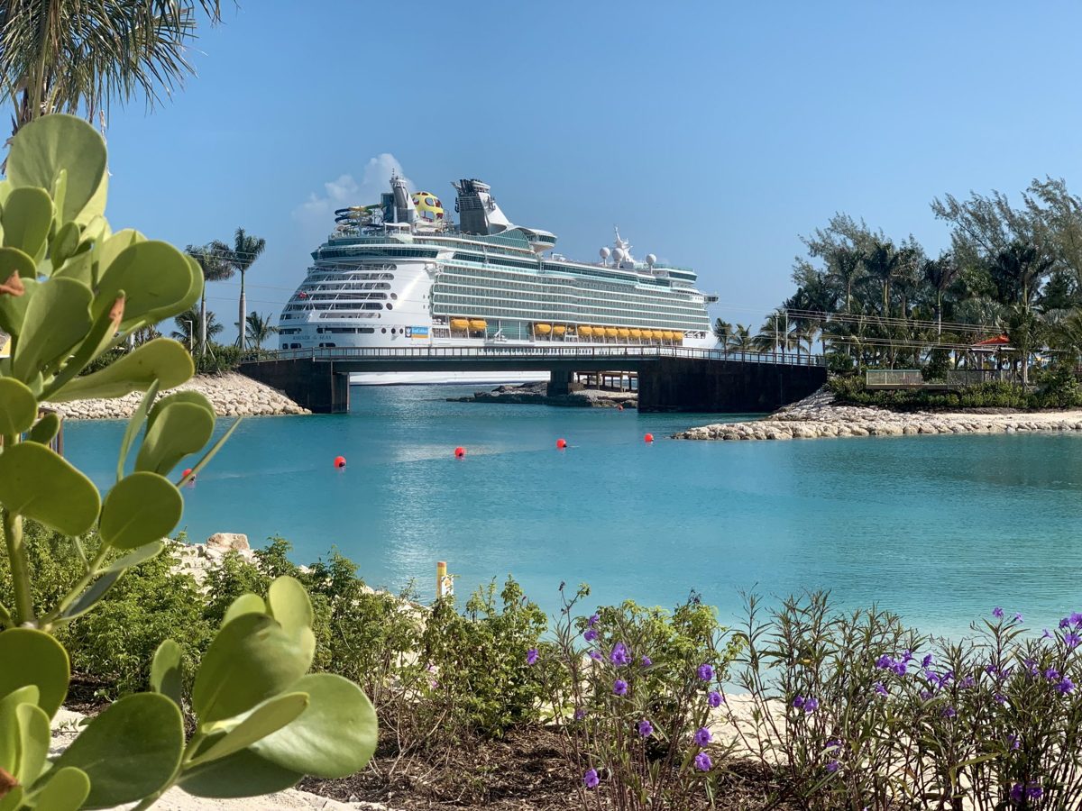 Cruise ship on open Bahamian water