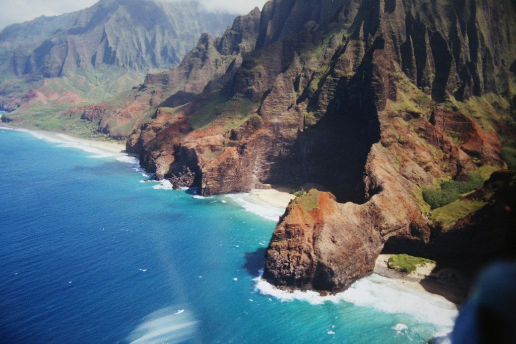 The Na Pali coast of Kauai from the air
